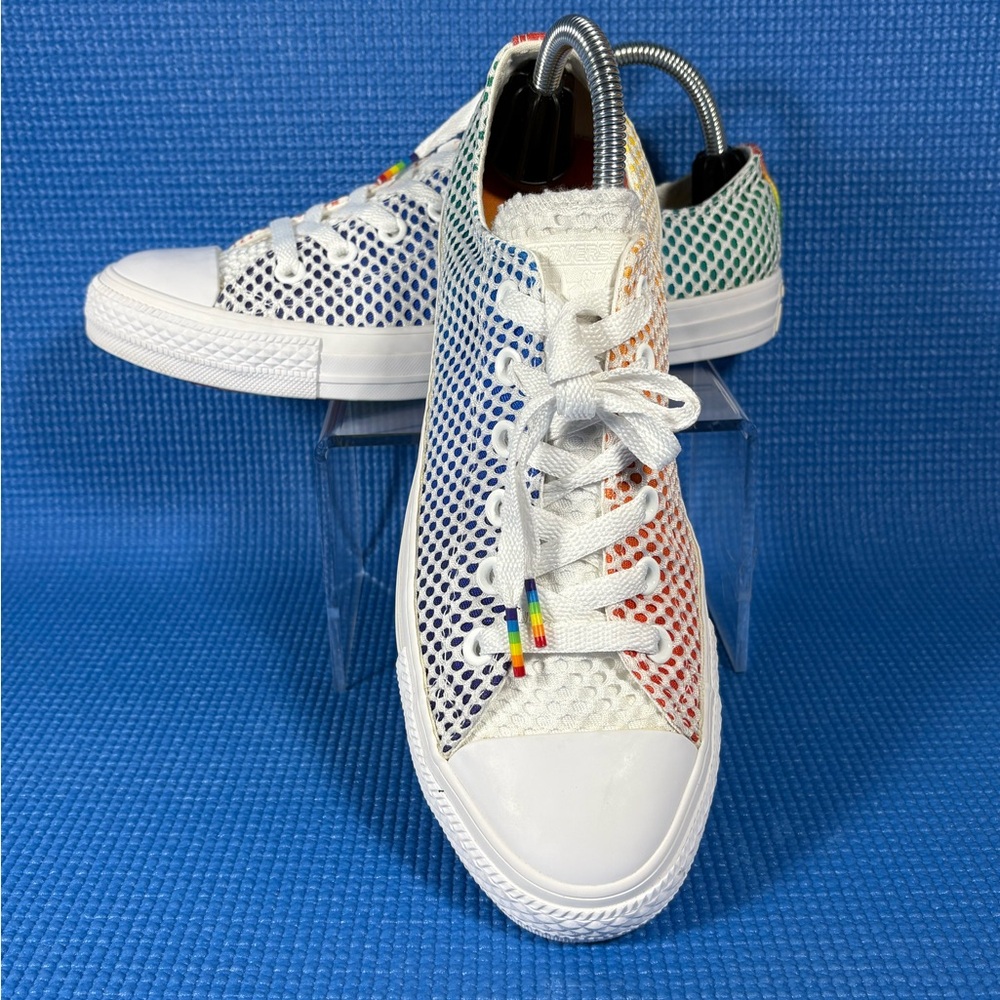 Converse White Mesh Sneakers with Rainbow Gradient Accents - Picture 4 of 12